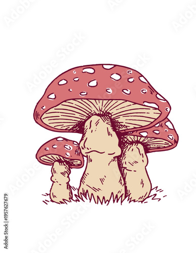Drawing of big mushrooms