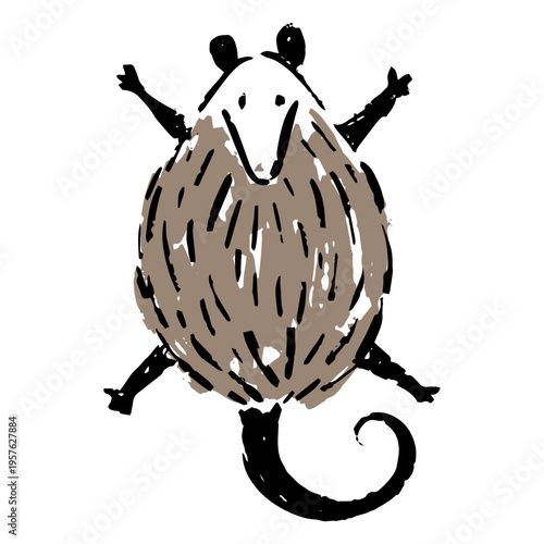 Illustration of a possum with extended limbs