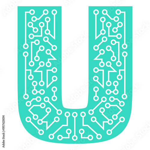 The letter u with circuits on it