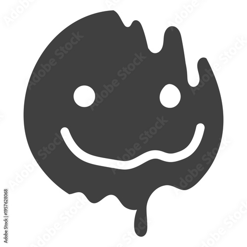 Black smiley face with dripping icing