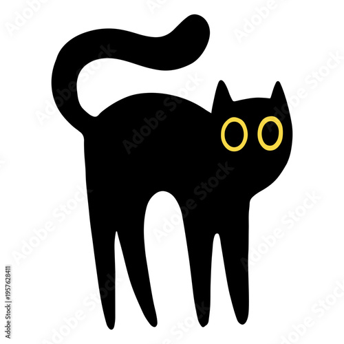 Принти на полотні Black cat with yellow eyes standing