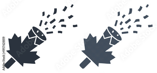 Festive confetti popper with maple leaf design celebrates a joyful event