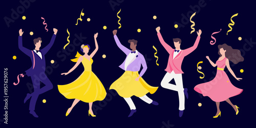 Celebration with people dancing and enjoying a festive party atmosphere