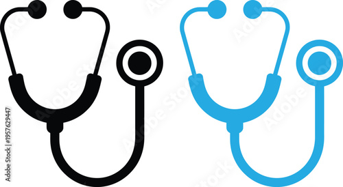 Contrast of traditional and modern medical stethoscope icons