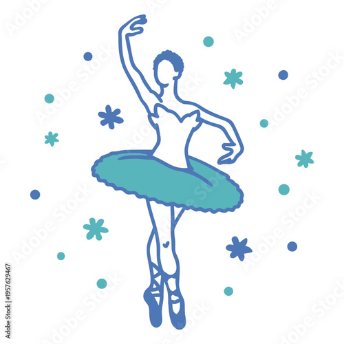 Ballerina in a blue tutu with snowflakes