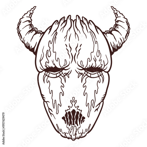 Demon head with horns