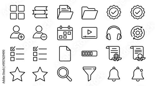 Set of 24 Outline Business and Office Icons Vector