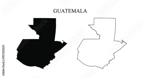 Guatemala map illustration with filled and outline versions a striking silhouette