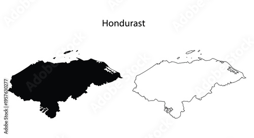 Honduras map illustration with filled and outlined versions a striking silhouette