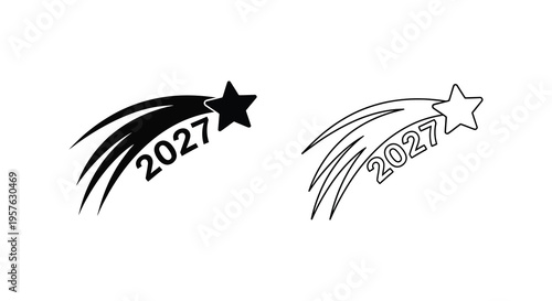 Two shooting star designs with 2027 a bold silhouette high quality