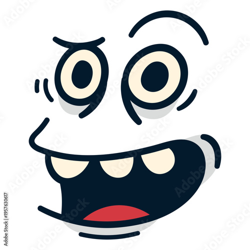 Cartoon face with a big mouth
