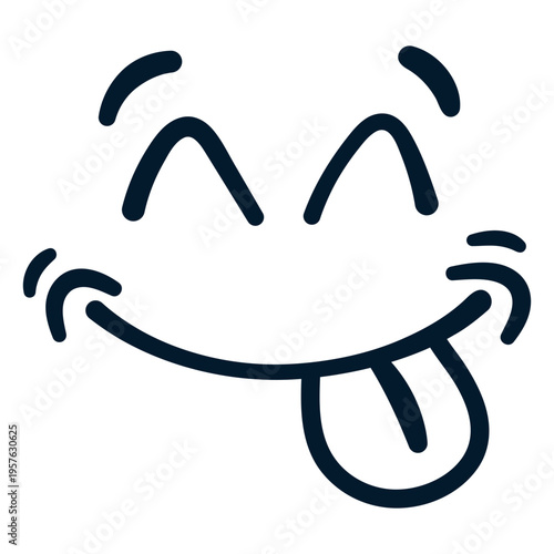 Blue smiley face with tongue sticking out