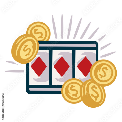 Casino slot machine with gold coins