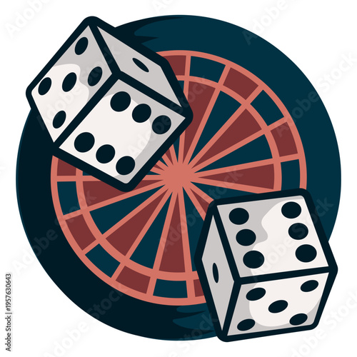 Two dice on a dart board