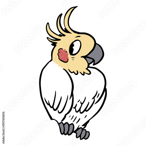 Cartoon cockatoo sitting on a branch