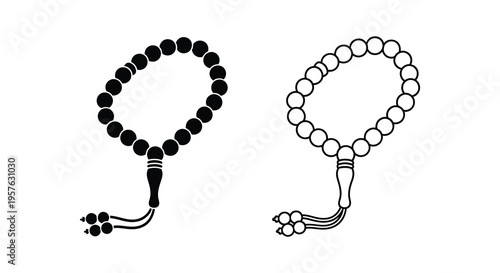Islamic prayer beads tasbih in black and white a striking silhouette