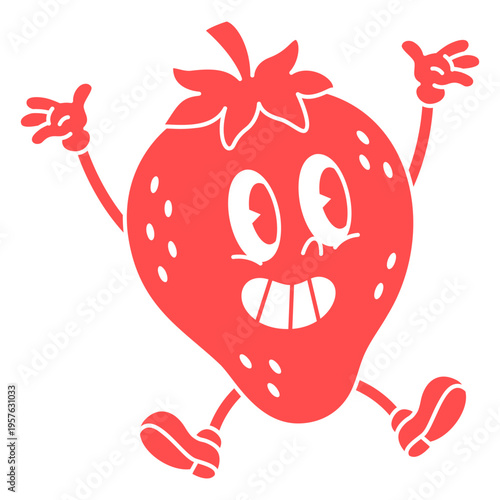 Cartoon strawberry with his arms outstretched