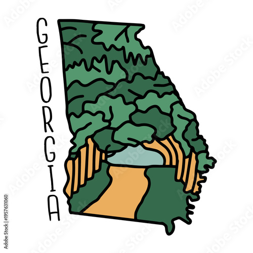 The state of georgia is shown on a sticker