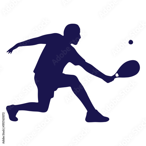 Silhouette of a tennis player hitting a ball