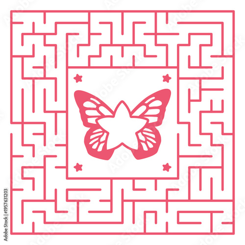 Pink butterfly in the middle of a maze