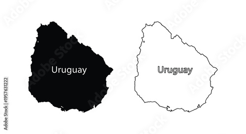Uruguay map shown in black and white a striking silhouette