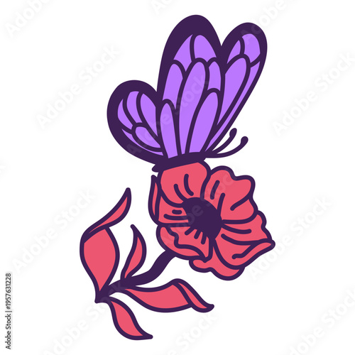 Butterfly with a flower