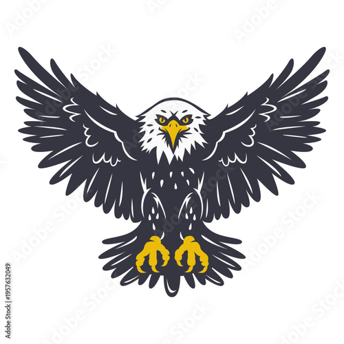 Eagle with wings spread out