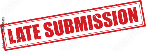 Red Late Submission Rubber Stamp Sign Mark Word Text Written in Grunge Vector in Grunge Border in Transparent Background