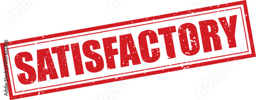 Red Satisfactory Rubber Stamp Sign Mark Word Text Written in Grunge Vector in Grunge Border in Transparent Background