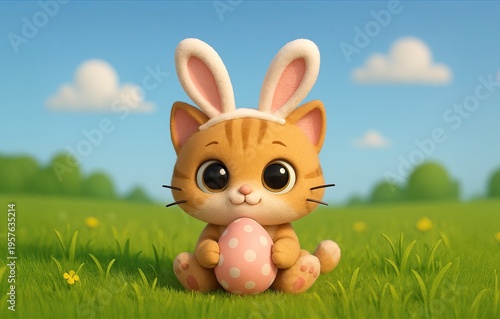Cute Cartoon Cat Dressed as...