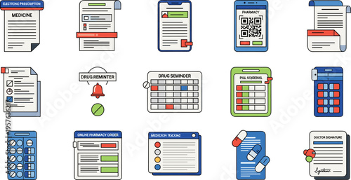 Telemedicine and online doctor consultation healthcare icon set
