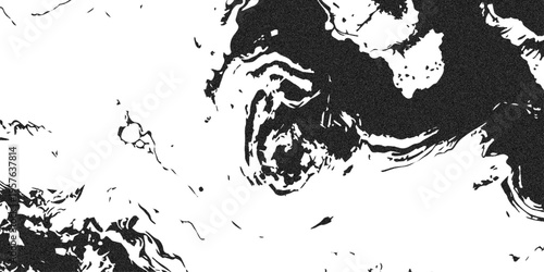  black and white abstract artwork featuring swirling patterns and textures With Fluid Ink Splash and High Contrast Waves.