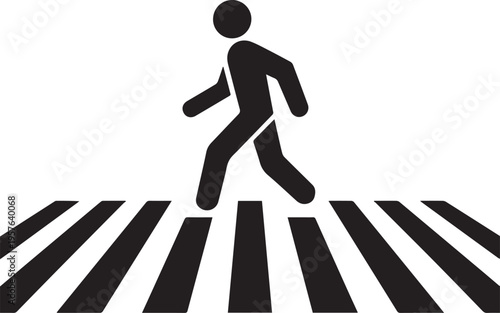 Pedestrian crosswalk warning sign vector illustration isolated on white background depicting safety zone