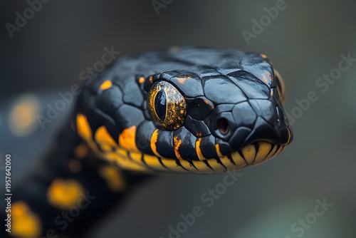 a close up macro photograph of a cobra reveals detailed scales, intense eyes, and the powerful presence of a dangerous reptile