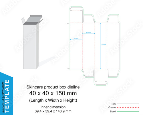 Skincare Product Box_40 x 40 x 150 mm_Template