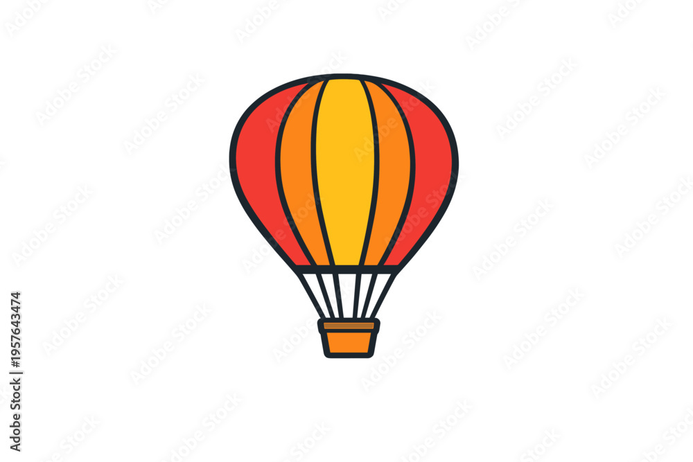 Fototapeta premium A flat vector illustration of a colorful hot air balloon with red
