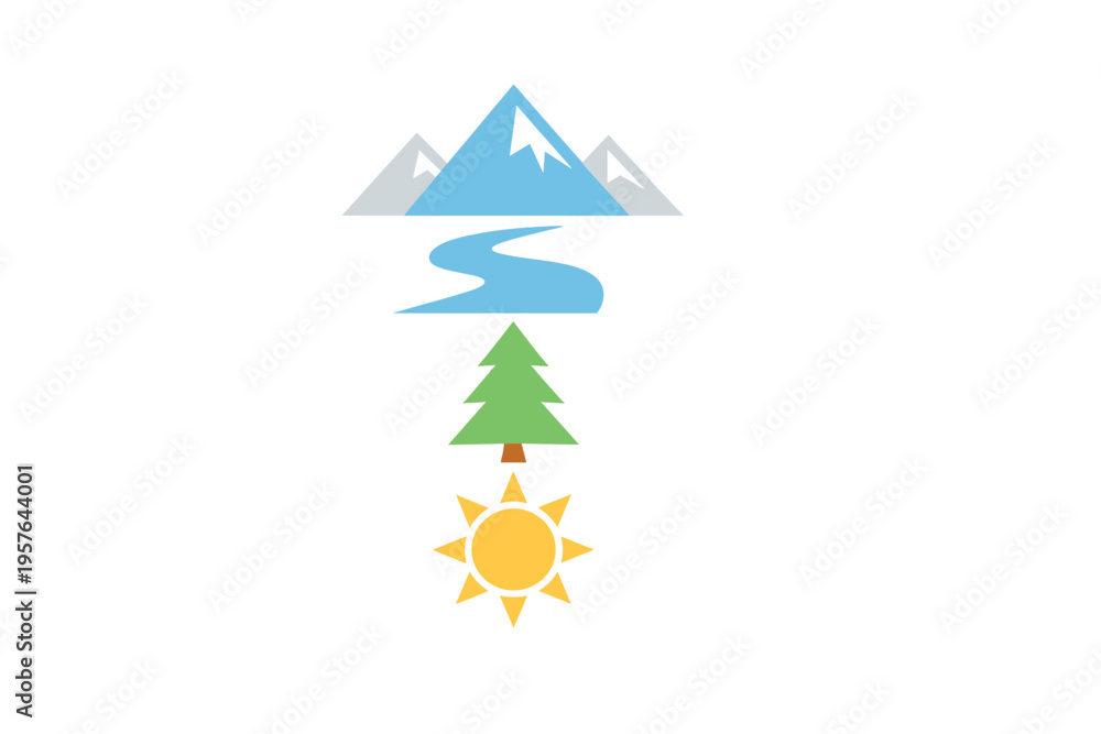 Fototapeta premium A minimalist vector illustration featuring vertically stacked icons