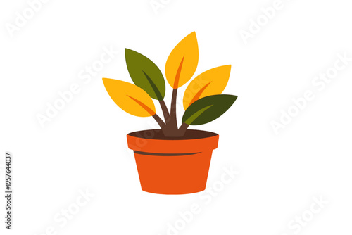 A flat vector illustration of a houseplant with vibrant yellow and