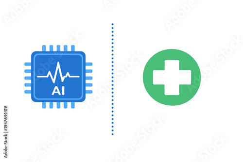 A minimalist illustration featuring a blue artificial intelligence