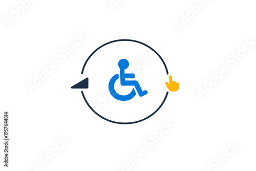 An illustration of a blue handicap symbol inside a circular line with