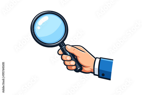 A cartoon-style illustration featuring a hand in a blue suit cuff