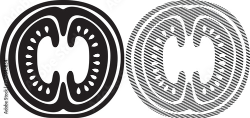 Comparative diagram of cross-sections of a hollow cylindrical structure with different patterns