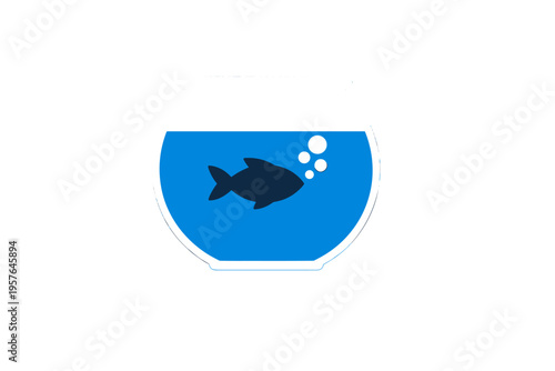 A minimalist flat vector illustration of a dark blue fish swimming