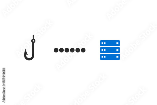 A minimalist illustration representing a phishing attack, featuring a