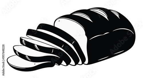 Sliced bread loaf silhouette isolated on white background for bakery and food concepts