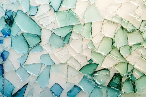 broken glass glass shards shattered glass forming abstract background with detailed glass texture broken pieces transparent fragments blue glass green glass creating decorative composition