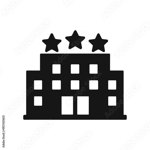 Hotel Icon for Accommodation, Luxury, Travel - Solid Black Icon Vector Illustration
