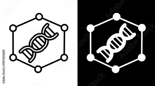 Dna Icon. Two-Tone Version On Black And White Background.