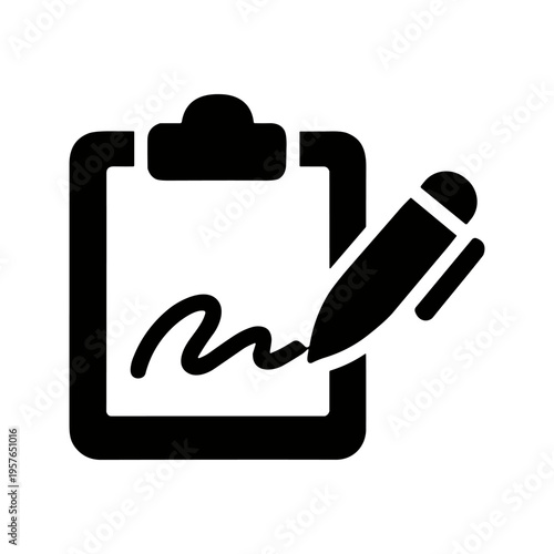 Digital signature document solid black icon vector illustration