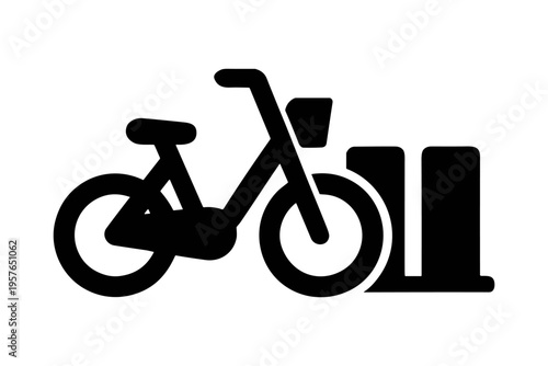 Bike parking station solid black icon vector illustration